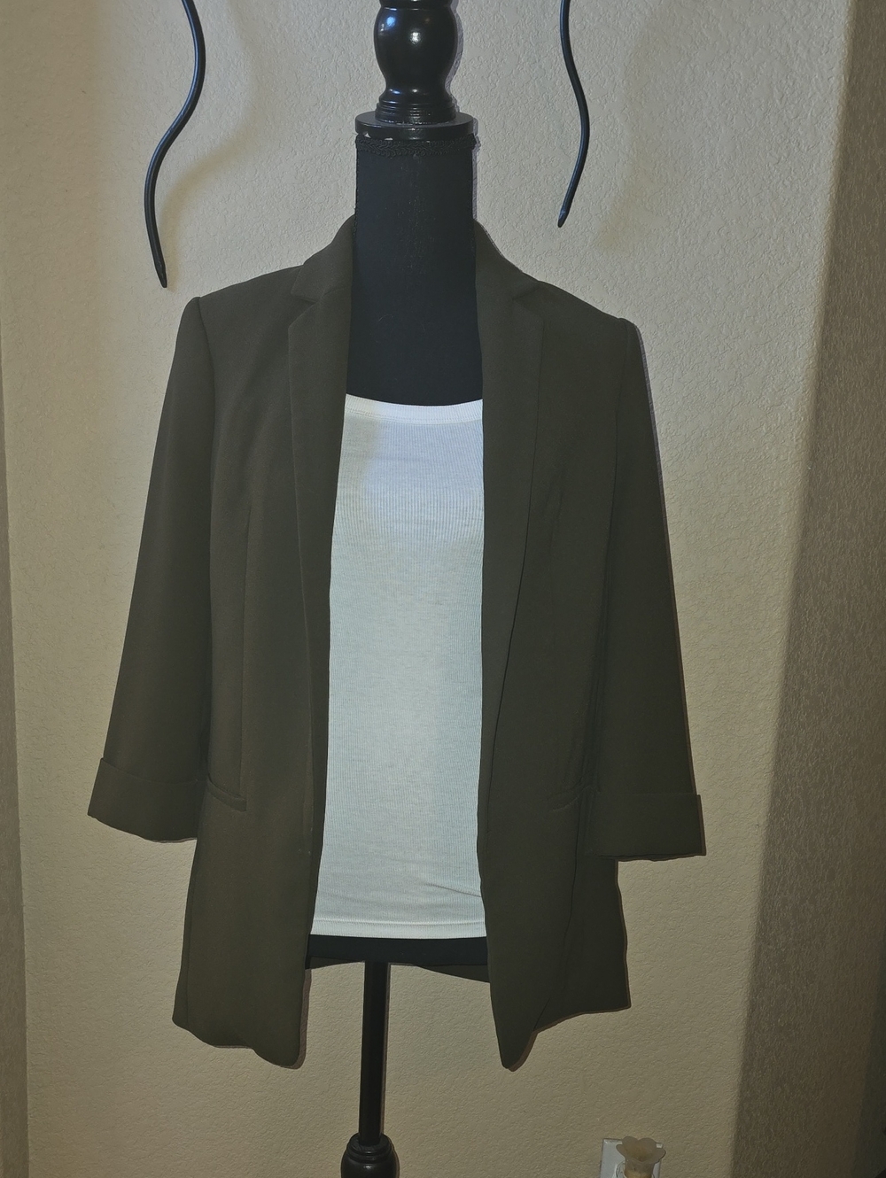 Express Olive Green Open-Front Women's Blazer - Picture 1 of 6